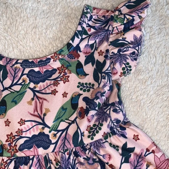 Dot Dot Smile Pink Purple Floral Bird Dress 12-24M EUC - Picture 4 of 11
